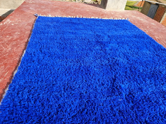 Large Beni Ouarain Berber rug in Majorelle blue, 300x200 cm, thick wool, Rugs & carpets, Cotton, Scandinavian (photo 6 of 17)
