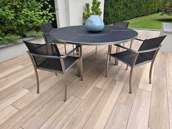 Royal Botania O-Zon Dining Set Ø160 Cm – Lazy Susan + 4 Stoelen – – Royal-Botania, Tuinsets, rvs (photo 12 of 12)