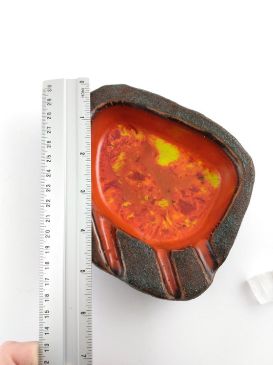 Cendrier Fat Lava rétro vintage rouge orange jaune – Accessoires de table, Ceramic (photo 6 of 7)