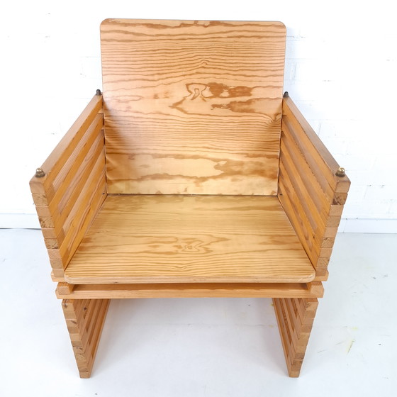 Image 1 of Vintage slatted armchair 70s/80s wood