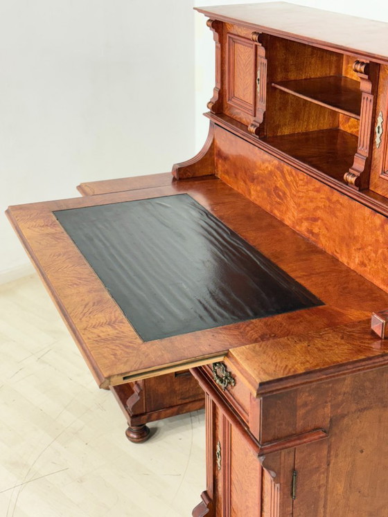 Magnifique bureau d'écriture de l'époque Gründerzeit – Bureau/secrétaire ancien de grande qualité, datant (photo 20 of 24)