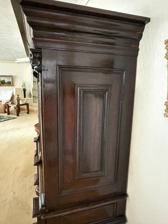 Image 1 of Oost Friese Kussenkast Eiken Gefineerd Met Palissander En Notenhout