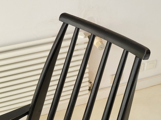 Image 1 of SUPERBE ROCKING-CHAIR FAUTEUIL 1960 VINTAGE EN BOIS LAQUE NOIR 60S 1960S