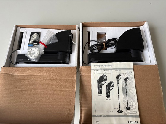 Image 1 of Set PHILIPS QWG 150 Harvard wandlamp - verstelbare lampenkap - retro 80s design lamp - ingebouwde dimmer 