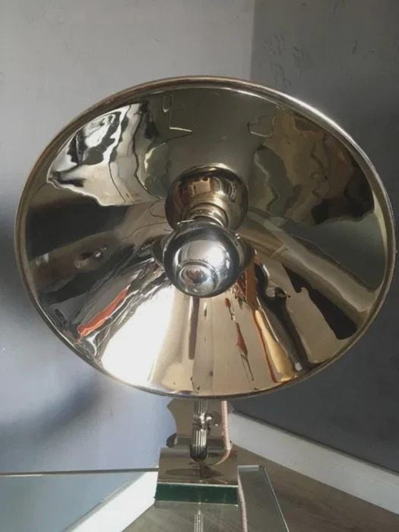 Glory industrial clamp lamp, chrome reflector shade, Germany, 1950s, Table lamps, Metal, Silver (photo 7 of 7)