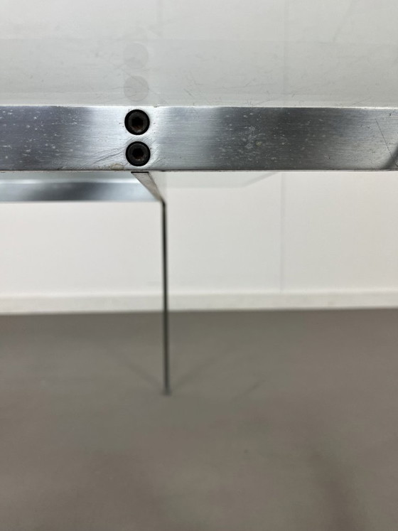 Brushed steel and glass Coffee table, Germany, 1960s., Grey (photo 4 of 5)