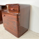Set di comodini art déco marrone scuro con maniglie in bachelite