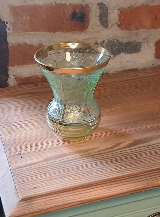 Art Deco Glass Vase from Boom (Belgium) – Green & Gold (photo 7 of 7)