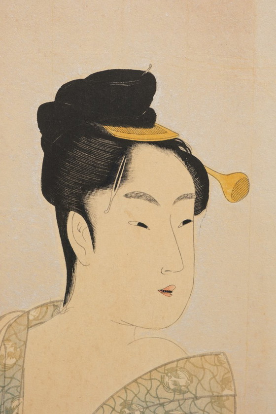 Image 1 of Japanischer mittelgroßer Faltparavent mit Holzschnitten