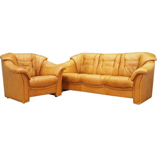 Set da soggiorno Cognac, design danese, anni '70, produttore: Skalma Møbelfabrik