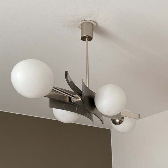 Image 1 of Sputnik chandelier. 1970. Space age. 4 globes.