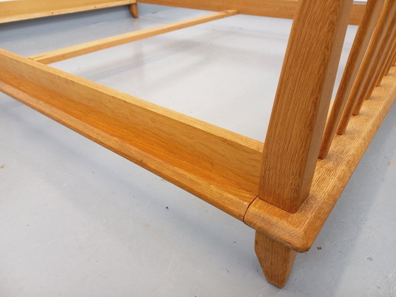 Image 1 of Vintage French double bed by Guillerme et Chambron in solid oak from the 1960s