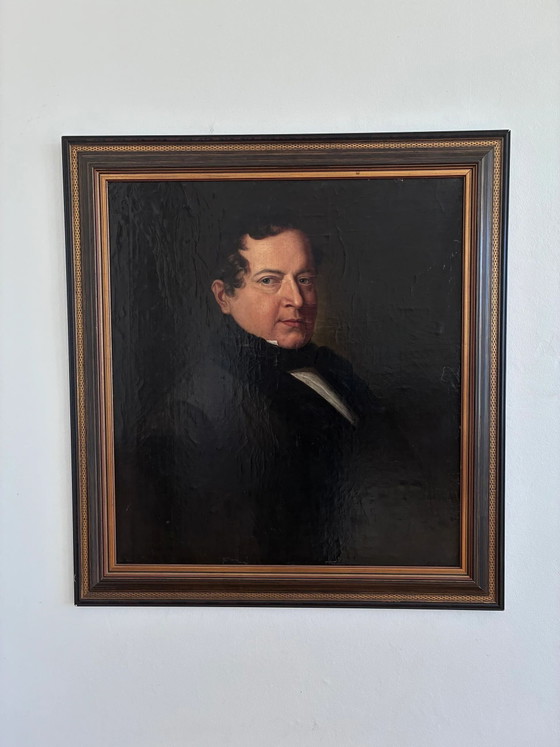 Image 1 of Peinture à l'huile originale ancienne représentant un ténor d'opéra allemand, grand portrait du XIXe siècle