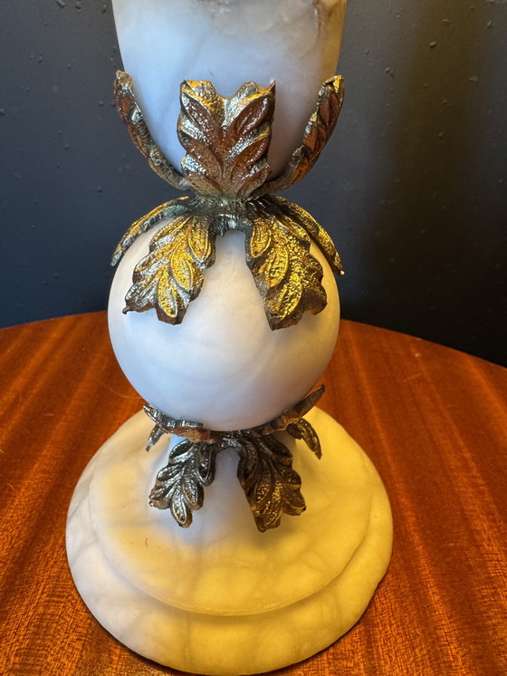 Image 1 of albasten kolomlamp uit de jaren 60