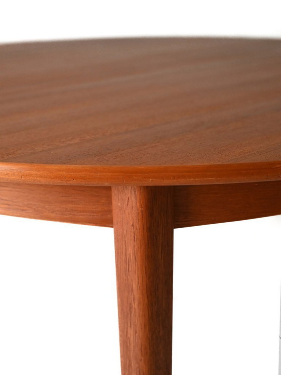 Image 1 of 1960s Scandinavian Round Teak Dining Table with Two Leaves