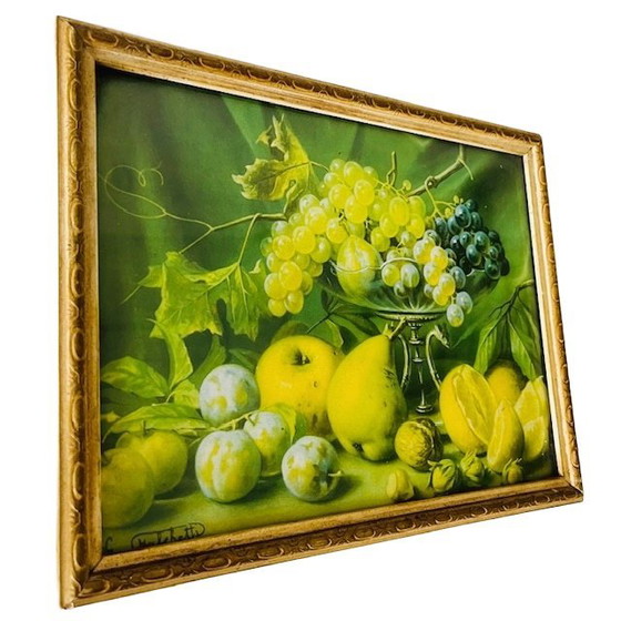 Image 1 of Vintage lijstje met fruit lithografie 1940’s