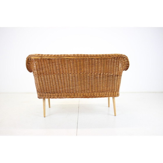 Image 1 of Vintage two-seater rattan sofa by Uluv, Czechoslovakia 1970s