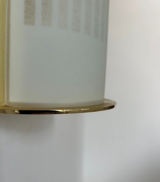 Pair of sconces in brass and sandblasted glass, France 1970