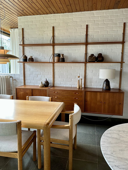 Teak wall unit, Preben Sørensen, PS system, Randers, Denmark, 60s