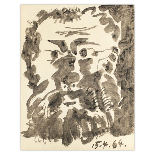 Pablo Picasso Lithografie Portret 1964 – lithos zeefdrukken, Paper