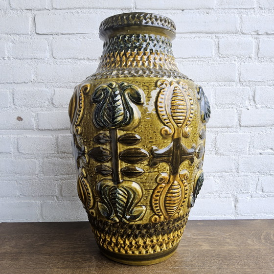 Image 1 of Vintage Ceramic XXL West Germany Vase (Bay) Mustard Colour / West Germany Vase Mustard Colour