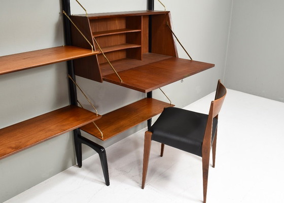 Louis Van Teeffelen Wandregal aus Teak und Messing für WEBE, Niederlande – um 1950 – Wood (photo 4 of 15)
