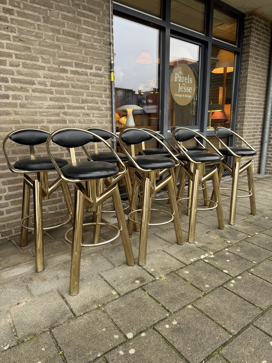 Image 1 of 4x Italian bar stool Hollywood Regency style '80