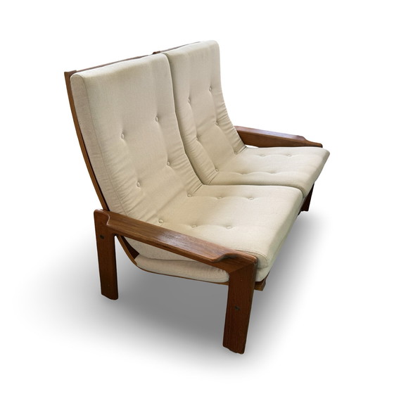 Image 1 of Circa anni '60 - Divano a 2 posti di fabbricazione danese - Schienale alto - Rivestimento pulito