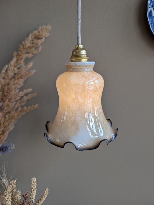 Prachtige bijzondere gemarmerde glazen hanglamp