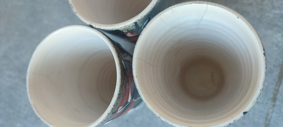 Image 1 of Tazas de cerámica esmaltada con diseño abstracto de los años 60