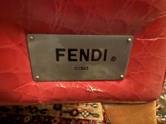 Image 1 of Fendi Casa Sessel rotes Leder Stoff  Vintage 80er H ca 90 cm, B ca 74 cm, T 90cm