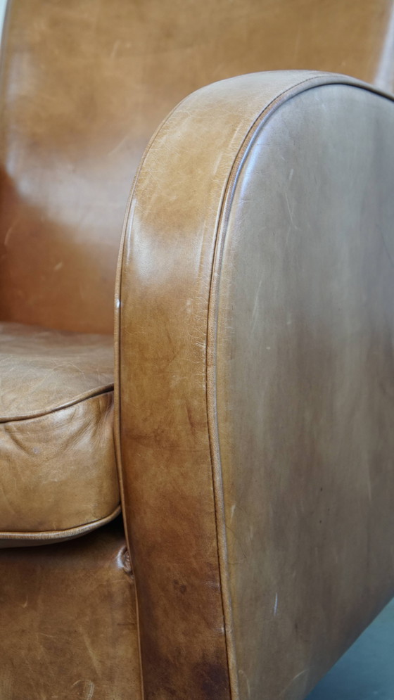 Image 1 of Rundleren Design Fauteuil in een Lichte Cognac Kleur