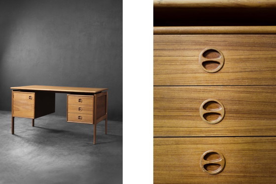 Image 1 of Scrivania Mid-Century vintage moderna in teak marrone di Arne Vodder per GV Møbler, Danimarca, anni '60