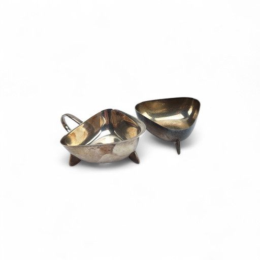 Juego de leche y azúcar WMF, café plateado, años 20, Art Déco Bauhaus