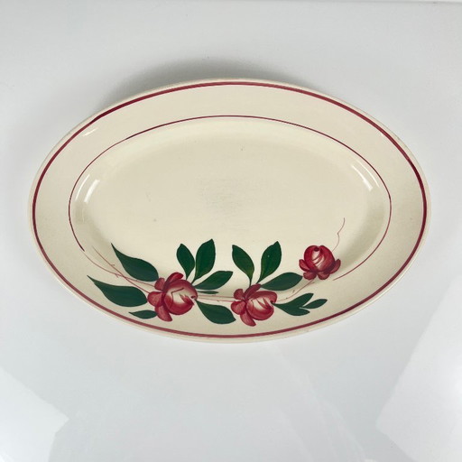 Large oval Sarreguemines "Samois" platter, early 20th century