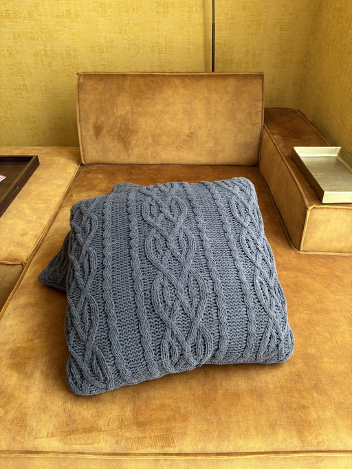 Decorative pillow, gray, knitted, 60x60