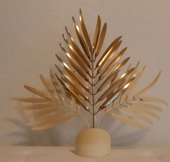 Image 1 of Pair of vintage palm leaf lamps