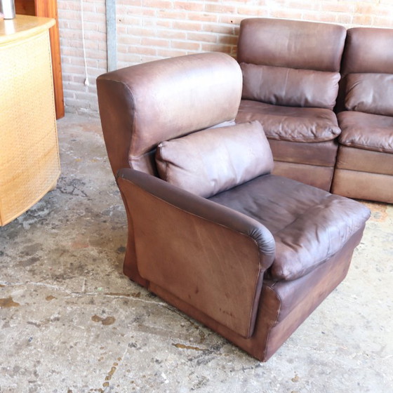 Image 1 of canapé intage elements cuir marron 1970
