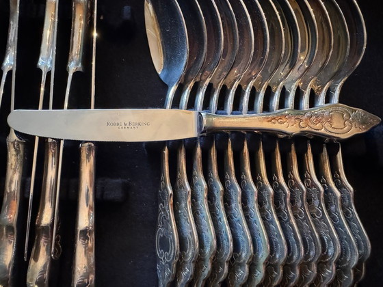 Image 1 of Cubiertos Robbe & Berking – 150 g, chapados en plata – Juego de 122 piezas
