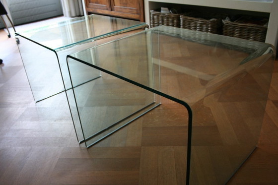 2 mesas auxiliares originales FIAM Italia D-LI – Cristal curvado – Fabricadas en Italia – Glass (photo 22 of 22)