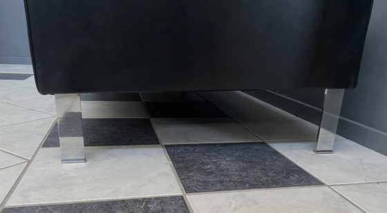 Image 1 of black leather Tecta 3-seat sofa by Hans Konecke 1960s 