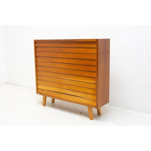 Vintage chest of drawers in oak wood and beech wood, Czechoslovakia 1960