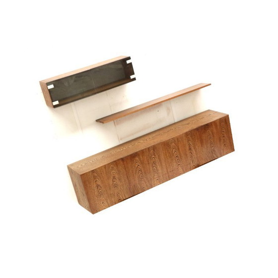Image 1 of Vintage Wengé hangend dressoir van Banz Bord gemaakt in de jaren ’70