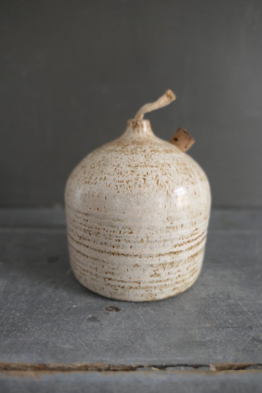 Vintage Set of 3 Ceramic Oil Lamps in Brown Shades