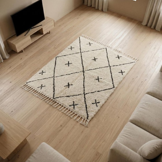 Natural Wool Moroccan Berber Carpet 250cmx120cm – Rugs & carpets, Cotton (photo 2 of 6)