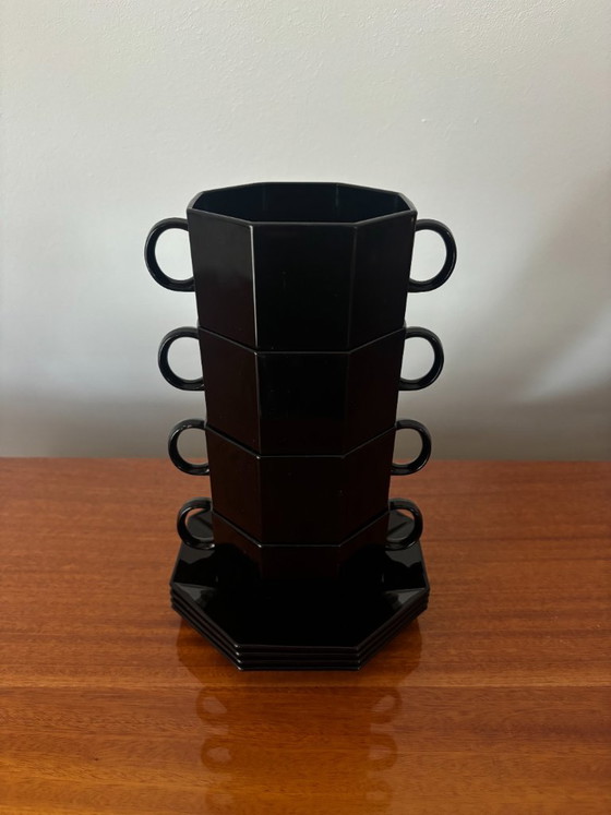 Vintage Arcoroc Ciotole da Zuppa Nere Impilabili, Set da 4, Arcoroc France, Stoviglie, Ceramica, Nero (foto 3 di 5)