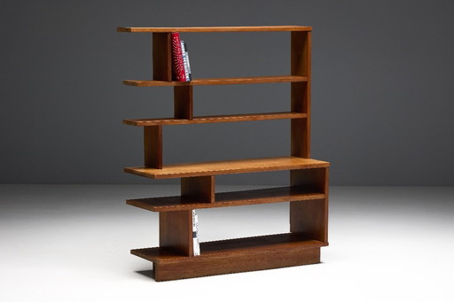 Architectural Mid-Century Bookcase, France, 1950s