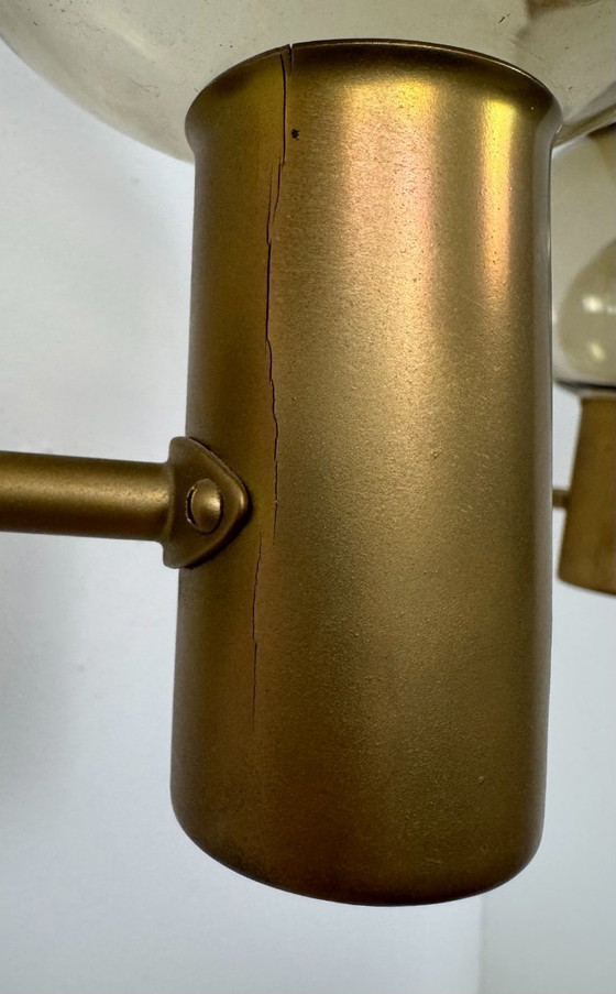 Image 1 of Pair of vintage double wall lights, Hans-Agne Jakobsson model V 149/2, brass and smoked glass, Sweden, 1970