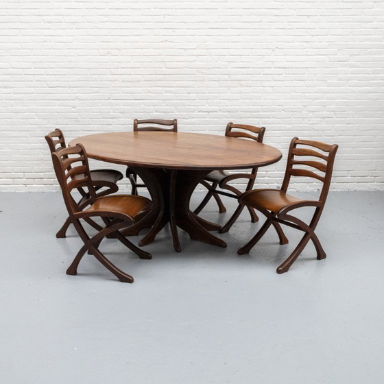 Image 1 of Marc Van Rampelberg Muninga Wood Dining Room Set anni '80