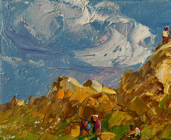 Image 1 of Original Oil Painting Summer Field Landscape Light and peace among the meadows